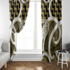 Aotearoa Atua Tangaroa Personalised Window Curtain God Of The Sea Maori Whale Tail Yellow