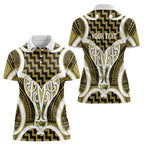 Aotearoa Atua Tangaroa Personalised Women Polo Shirt God Of The Sea Maori Whale Tail Yellow