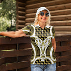 Aotearoa Atua Tangaroa Personalised Women Polo Shirt God Of The Sea Maori Whale Tail Yellow