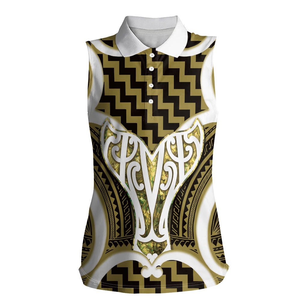 Aotearoa Atua Tangaroa Personalised Women Sleeveless Polo Shirt God Of The Sea Maori Whale Tail Yellow