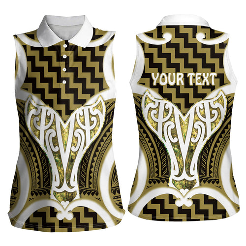 Aotearoa Atua Tangaroa Personalised Women Sleeveless Polo Shirt God Of The Sea Maori Whale Tail Yellow