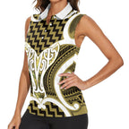 Aotearoa Atua Tangaroa Personalised Women Sleeveless Polo Shirt God Of The Sea Maori Whale Tail Yellow