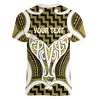 Aotearoa Atua Tangaroa Personalised Women V-Neck T-Shirt God Of The Sea Maori Whale Tail Yellow
