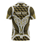 Aotearoa Atua Tangaroa Personalised Zipper Polo Shirt God Of The Sea Maori Whale Tail Yellow