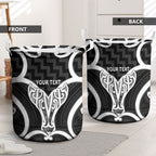 Aotearoa Atua Tangaroa Personalised Laundry Basket God Of The Sea Maori Whale Tail Black