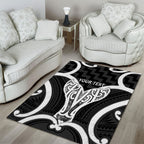 Aotearoa Atua Tangaroa Personalised Area Rug God Of The Sea Maori Whale Tail Black