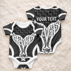 Aotearoa Atua Tangaroa Personalised Baby Onesie God Of The Sea Maori Whale Tail Black