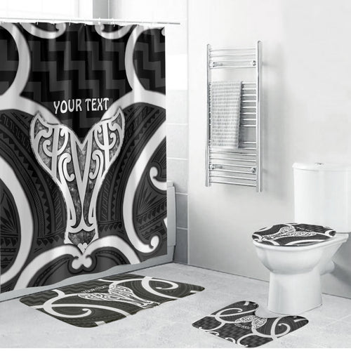 Aotearoa Atua Tangaroa Personalised Bathroom Set God Of The Sea Maori Whale Tail Black