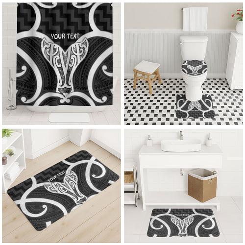 Aotearoa Atua Tangaroa Personalised Bathroom Set God Of The Sea Maori Whale Tail Black