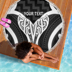 Aotearoa Atua Tangaroa Personalised Beach Blanket God Of The Sea Maori Whale Tail Black