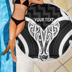 Aotearoa Atua Tangaroa Personalised Beach Blanket God Of The Sea Maori Whale Tail Black