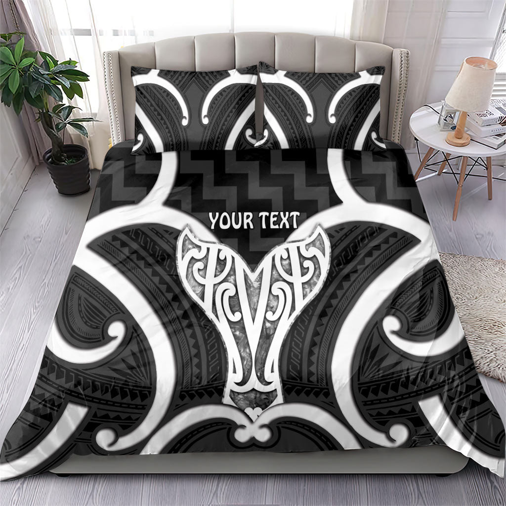 Aotearoa Atua Tangaroa Personalised Bedding Set God Of The Sea Maori Whale Tail Black