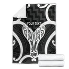 Aotearoa Atua Tangaroa Personalised Blanket God Of The Sea Maori Whale Tail Black