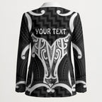 Aotearoa Atua Tangaroa Personalised Blazer God Of The Sea Maori Whale Tail Black