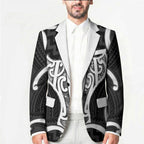 Aotearoa Atua Tangaroa Personalised Blazer God Of The Sea Maori Whale Tail Black