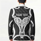 Aotearoa Atua Tangaroa Personalised Blazer God Of The Sea Maori Whale Tail Black