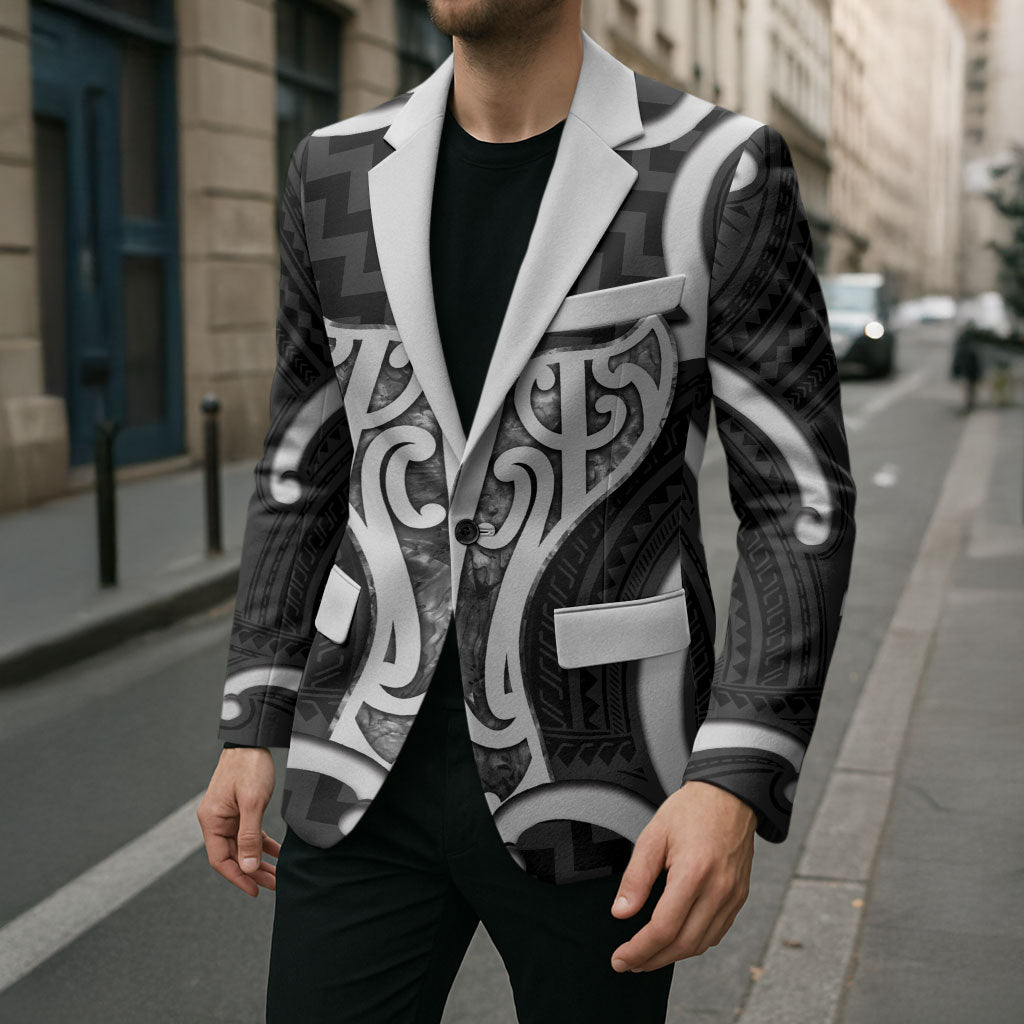 Aotearoa Atua Tangaroa Personalised Blazer God Of The Sea Maori Whale Tail Black