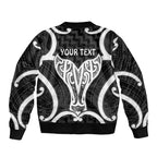 Aotearoa Atua Tangaroa Personalised Bomber Jacket God Of The Sea Maori Whale Tail Black