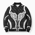 Aotearoa Atua Tangaroa Personalised Bomber Puffer Jacket God Of The Sea Maori Whale Tail Black