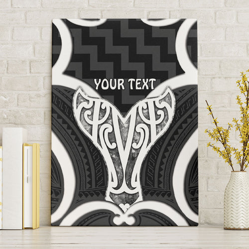 Aotearoa Atua Tangaroa Personalised Canvas Wall Art God Of The Sea Maori Whale Tail Black