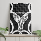 Aotearoa Atua Tangaroa Personalised Canvas Wall Art God Of The Sea Maori Whale Tail Black