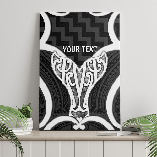 Aotearoa Atua Tangaroa Personalised Canvas Wall Art God Of The Sea Maori Whale Tail Black