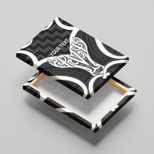 Aotearoa Atua Tangaroa Personalised Canvas Wall Art God Of The Sea Maori Whale Tail Black