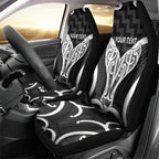 Aotearoa Atua Tangaroa Personalised Car Seat Cover God Of The Sea Maori Whale Tail Black