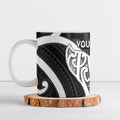 Aotearoa Atua Tangaroa Personalised Ceramic Mug God Of The Sea Maori Whale Tail Black