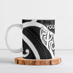 Aotearoa Atua Tangaroa Personalised Ceramic Mug God Of The Sea Maori Whale Tail Black