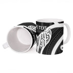 Aotearoa Atua Tangaroa Personalised Ceramic Mug God Of The Sea Maori Whale Tail Black