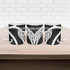 Aotearoa Atua Tangaroa Personalised Ceramic Mug God Of The Sea Maori Whale Tail Black
