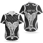 Aotearoa Atua Tangaroa Personalised Couples Matching Off Shoulder Maxi Dress and Hawaiian Shirt God Of The Sea Maori Whale Tail Black