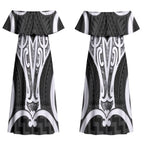 Aotearoa Atua Tangaroa Personalised Couples Matching Off Shoulder Maxi Dress and Hawaiian Shirt God Of The Sea Maori Whale Tail Black