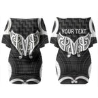 Aotearoa Atua Tangaroa Personalised Couples Matching Off Shoulder Short Dress and Hawaiian Shirt God Of The Sea Maori Whale Tail Black