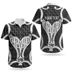 Aotearoa Atua Tangaroa Personalised Couples Matching Short Sleeve Bodycon Dress and Hawaiian Shirt God Of The Sea Maori Whale Tail Black