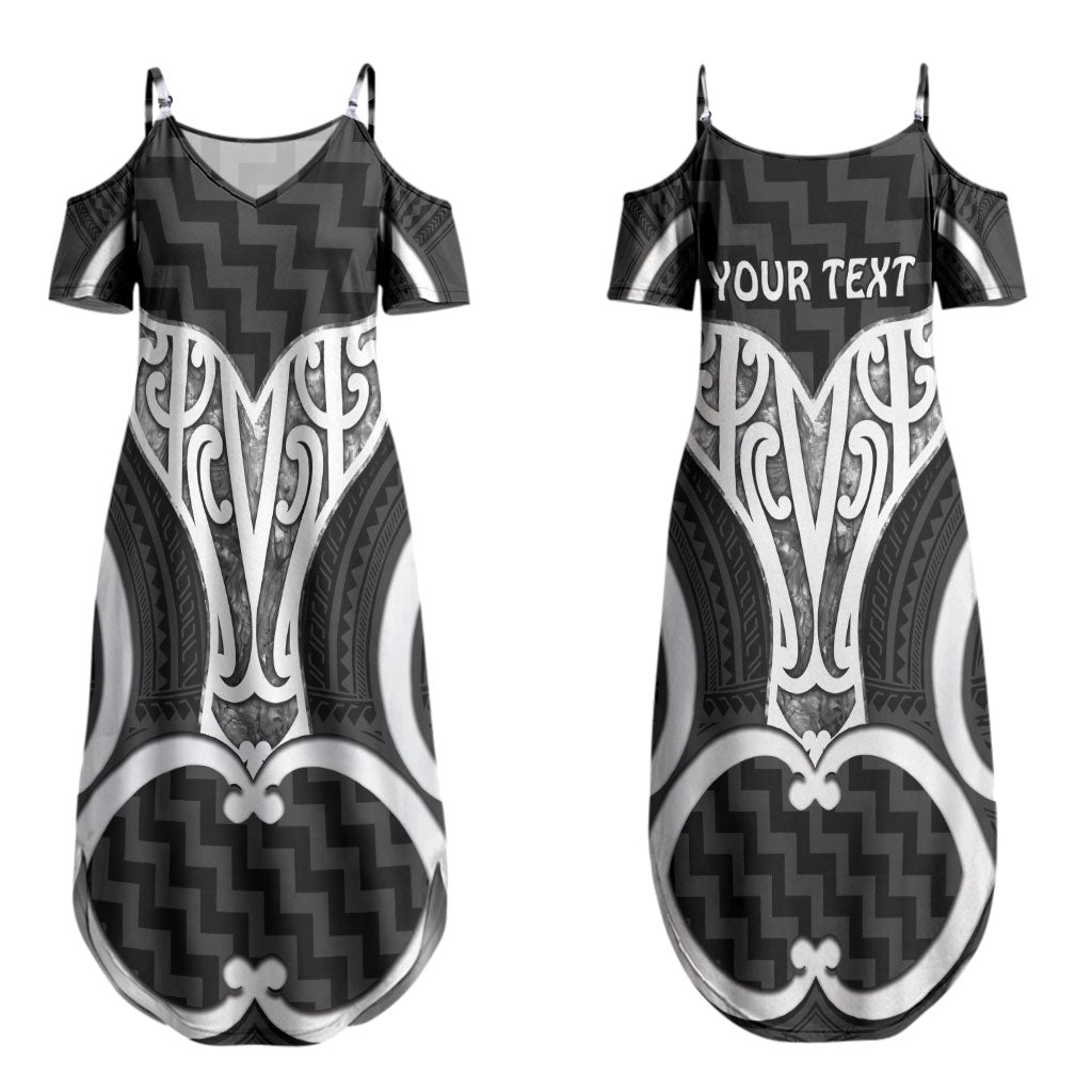 Aotearoa Atua Tangaroa Personalised Couples Matching Summer Maxi Dress and Hawaiian Shirt God Of The Sea Maori Whale Tail Black