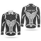 Aotearoa Atua Tangaroa Personalised Couples Matching Tank Maxi Dress and Long Sleeve Button Shirt God Of The Sea Maori Whale Tail Black