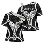 Aotearoa Atua Tangaroa Personalised Cross Shoulder Shirt God Of The Sea Maori Whale Tail Black