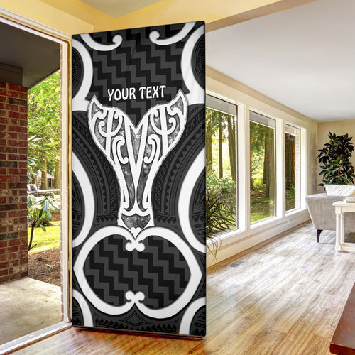 Aotearoa Atua Tangaroa Personalised Door Cover God Of The Sea Maori Whale Tail Black