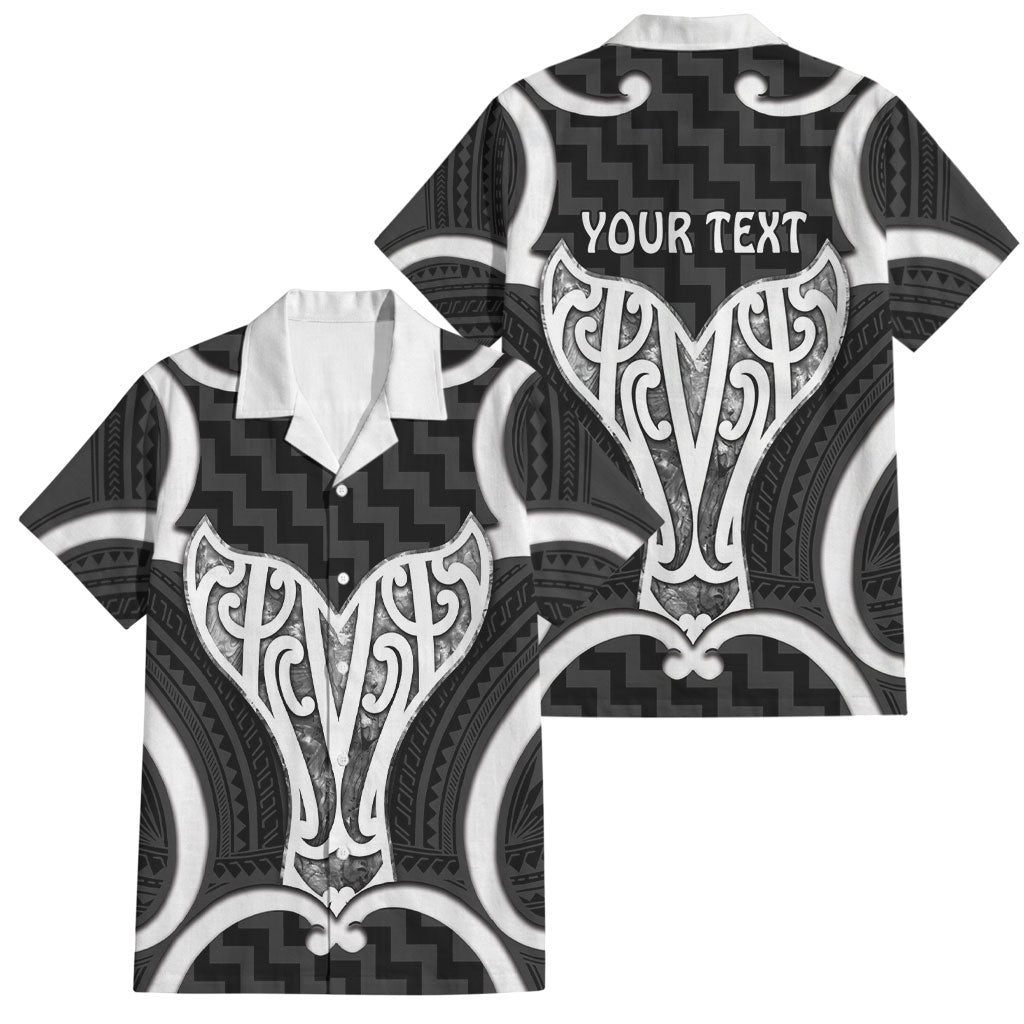 Aotearoa Atua Tangaroa Personalised Family Matching Off Shoulder Short Dress and Hawaiian Shirt God Of The Sea Maori Whale Tail Black