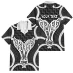Aotearoa Atua Tangaroa Personalised Family Matching Puletasi and Hawaiian Shirt God Of The Sea Maori Whale Tail Black