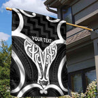 Aotearoa Atua Tangaroa Personalised Garden Flag God Of The Sea Maori Whale Tail Black