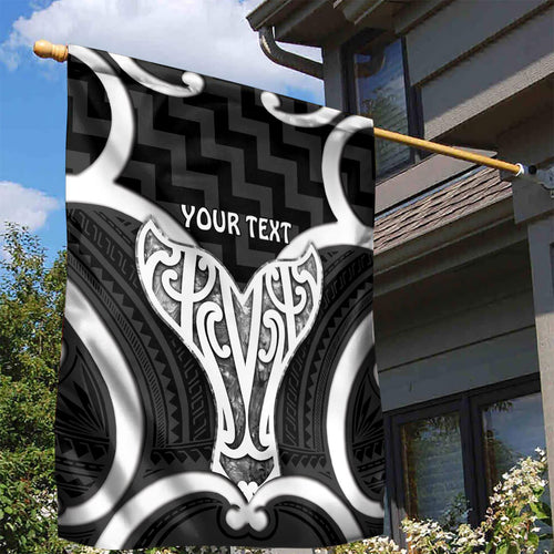 Aotearoa Atua Tangaroa Personalised Garden Flag God Of The Sea Maori Whale Tail Black