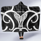 Aotearoa Atua Tangaroa Personalised Hooded Blanket God Of The Sea Maori Whale Tail Black