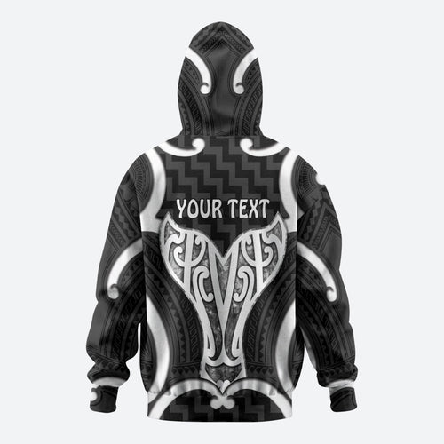 Aotearoa Atua Tangaroa Personalised Hoodie God Of The Sea Maori Whale Tail Black
