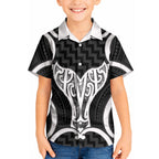 Aotearoa Atua Tangaroa Personalised Kid Hawaiian Shirt God Of The Sea Maori Whale Tail Black