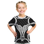 Aotearoa Atua Tangaroa Personalised Kid T Shirt God Of The Sea Maori Whale Tail Black