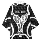 Aotearoa Atua Tangaroa Personalised Kimono God Of The Sea Maori Whale Tail Black