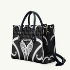 Aotearoa Atua Tangaroa Personalised Leather Bag God Of The Sea Maori Whale Tail Black